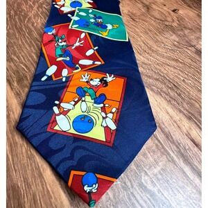 Vintage Disney Silk Tie Mickey Unlimited Bowling Theme Made in Korea